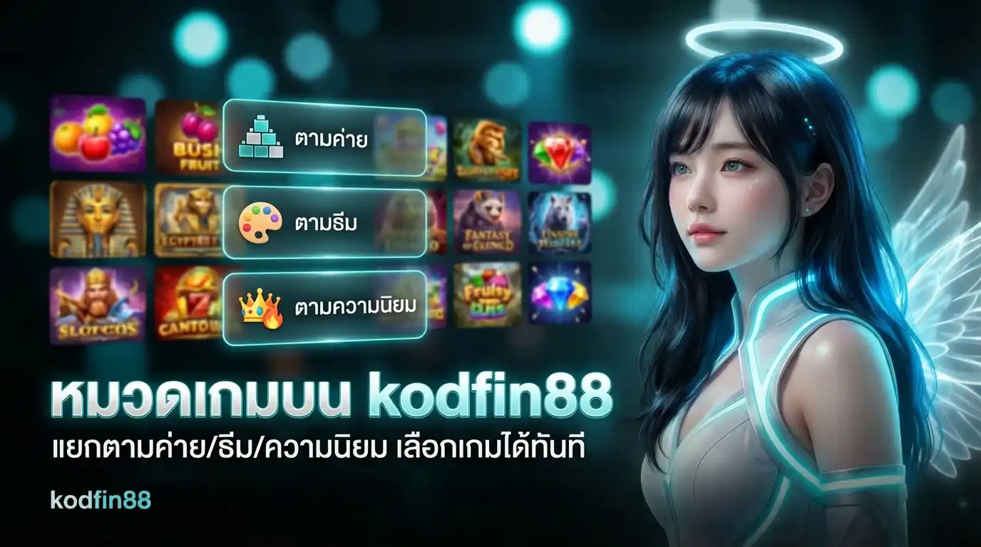 หมวดเกมบน kodfin88 แยกตามค่าย/ธีม/ความนิยม เพื่อเลือกเกมได้ทันที